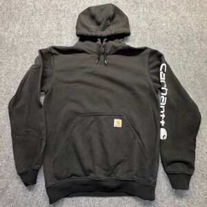 Carhartt K288 BLK Black Pullover Hoodie XL Regular Sleeve Logo Kangaroo Pocket